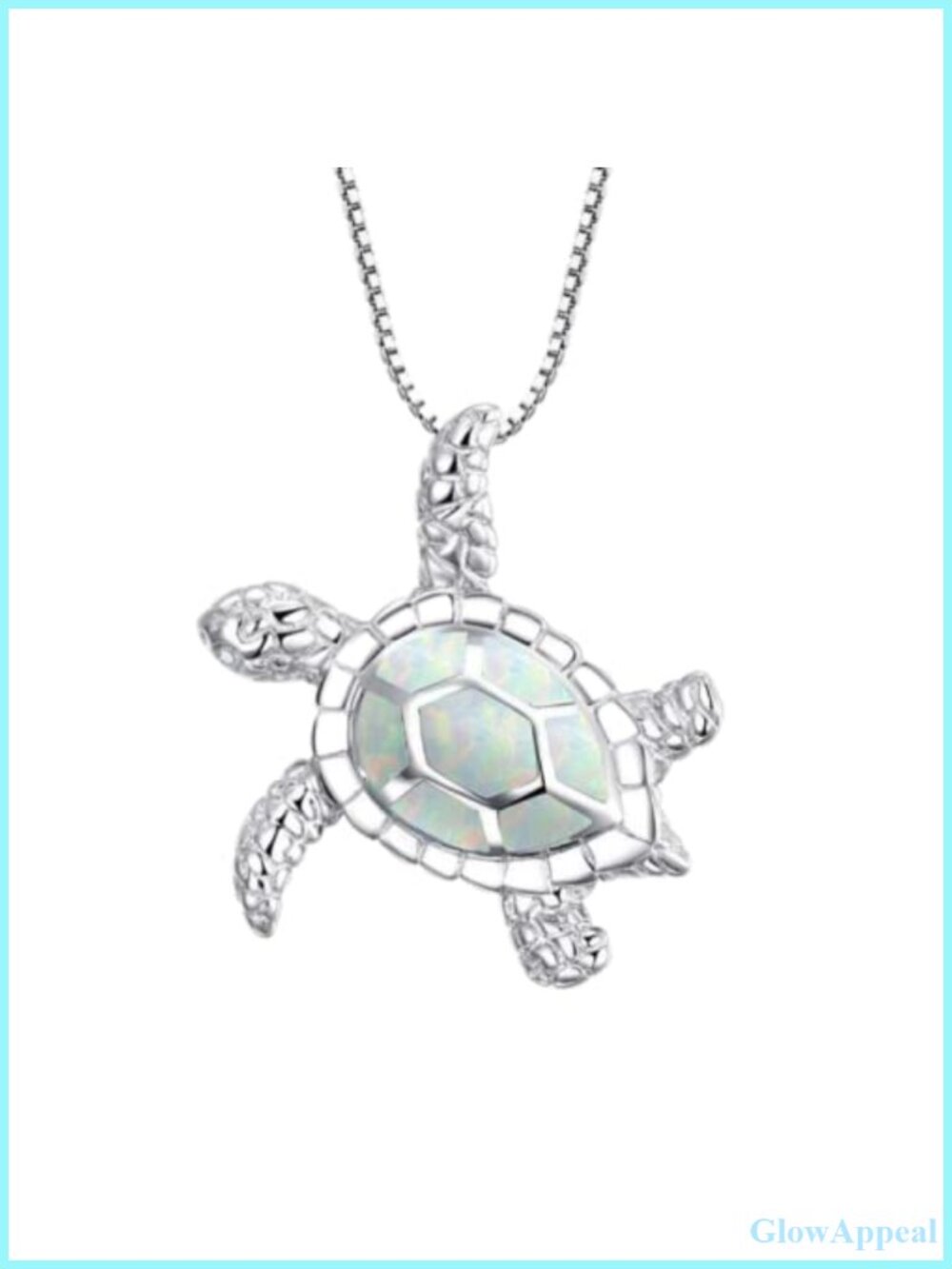 Turtle Pendant Necklace 925 Sterling Silver Created Opal Adjustable